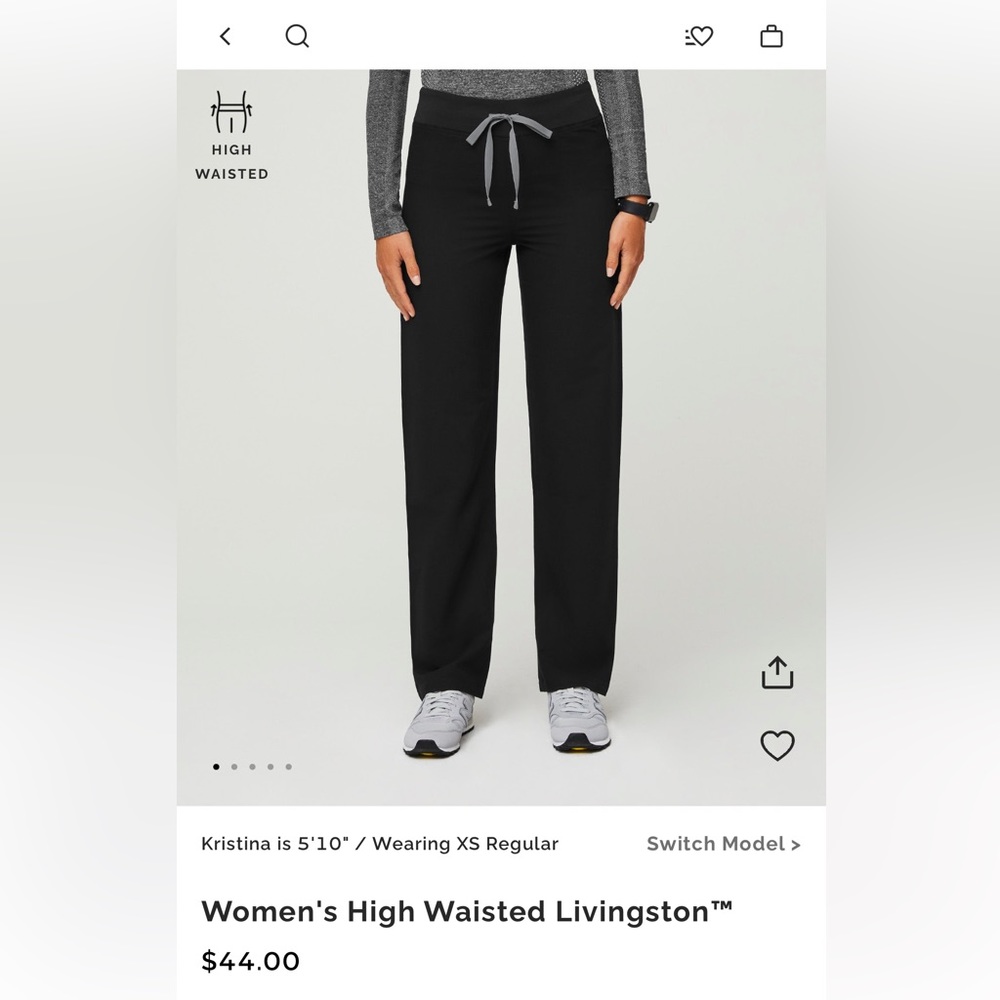 Figs Black High Waisted Livingston Scrub Pants Medium